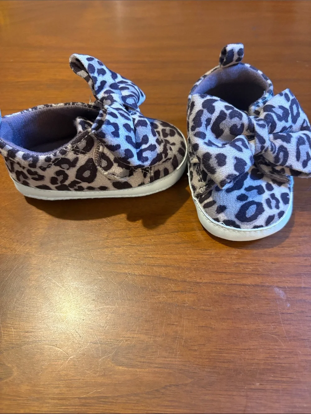 T.J.Maxx Leopard Print Baby Bow Slip-On Shoes - Gray & Black